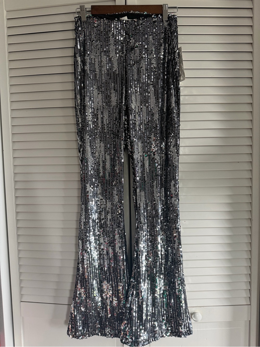 No Boundaries Silver Sequin Flare Pants